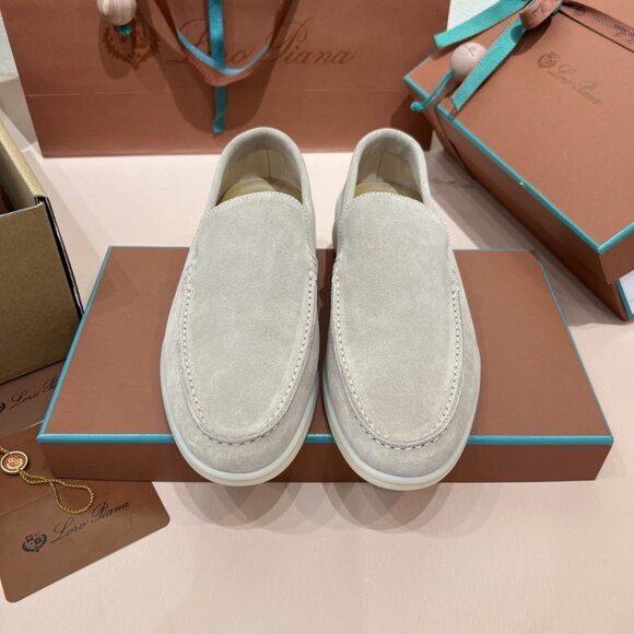 Loro Piana Beige Suede Boat Shoes - Picture 2 of 9